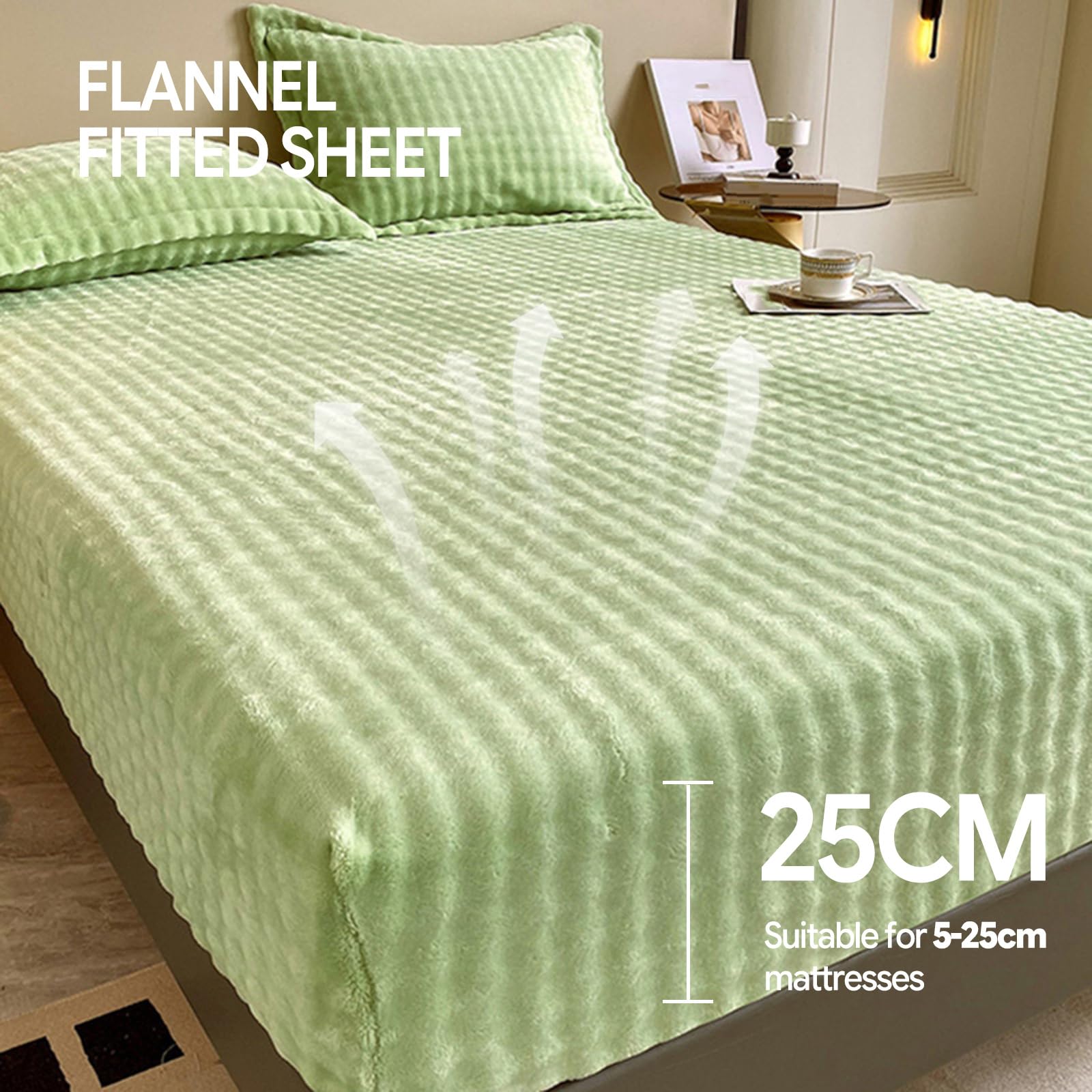 Drap Housse Flanelle 180x200 Rose Lit King Size