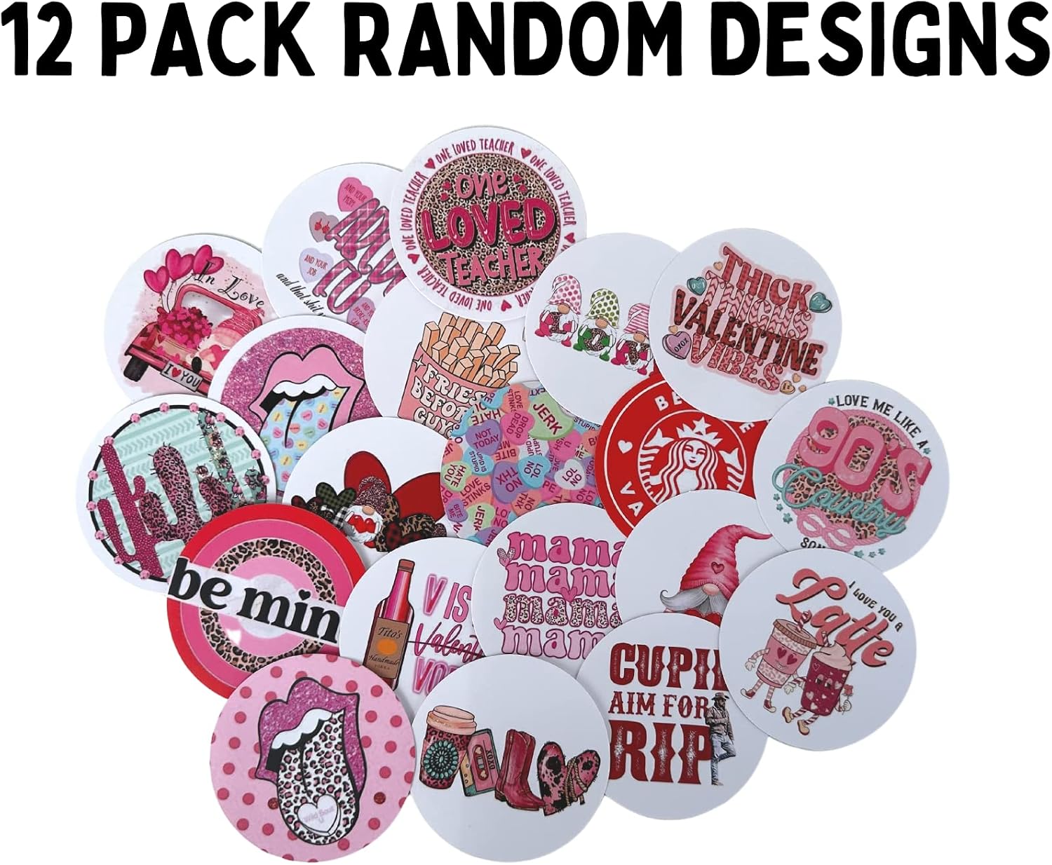 Valentine’s Day Round Cardstock Freshie Cut Out Circles 3” | 12 pk mixed | Hearts Love Valentine Conversation for Silicone Molds Circle for Valentines Day Car Freshie image 2