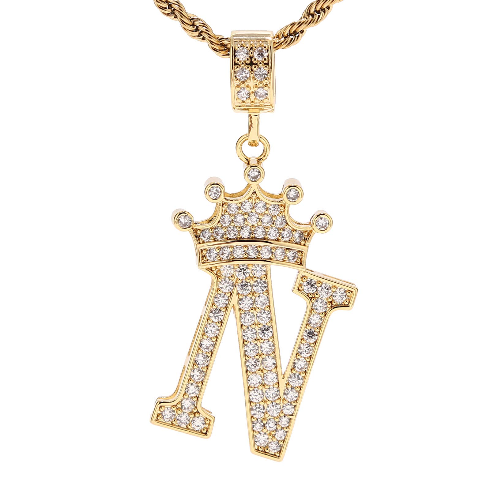 Ualgl Collana Con Lettere A-Z Per Uomini E Donne, Placcata In Oro 18 Carati, Con Catena Da 23 Pollici, Hip Hop, Nome Dell'alfabeto, Gioielli Regali Per La Mamma, 18 Carati, Zirconia Cubica-image