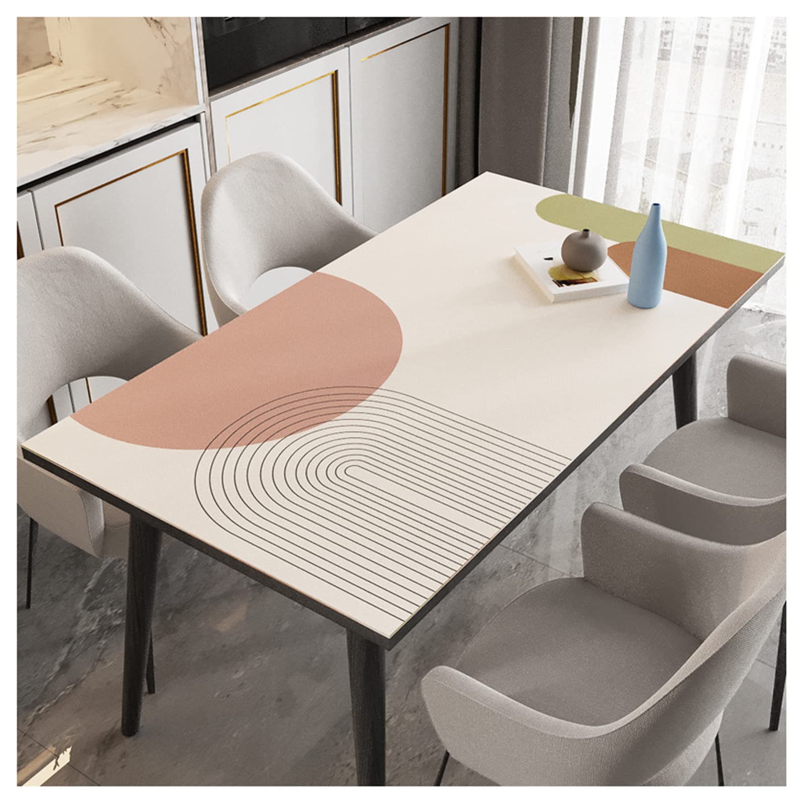 Tovaglia Rettangolare Antimacchia Grandi Tappetino da Tavolo in Pelle, Sottomano da Scrivania in Pelle, Tappetino Computer da Scrivania, Protettivo per Tavolo in Pelle, Tappeti(Size:80*80cm,Color:B)