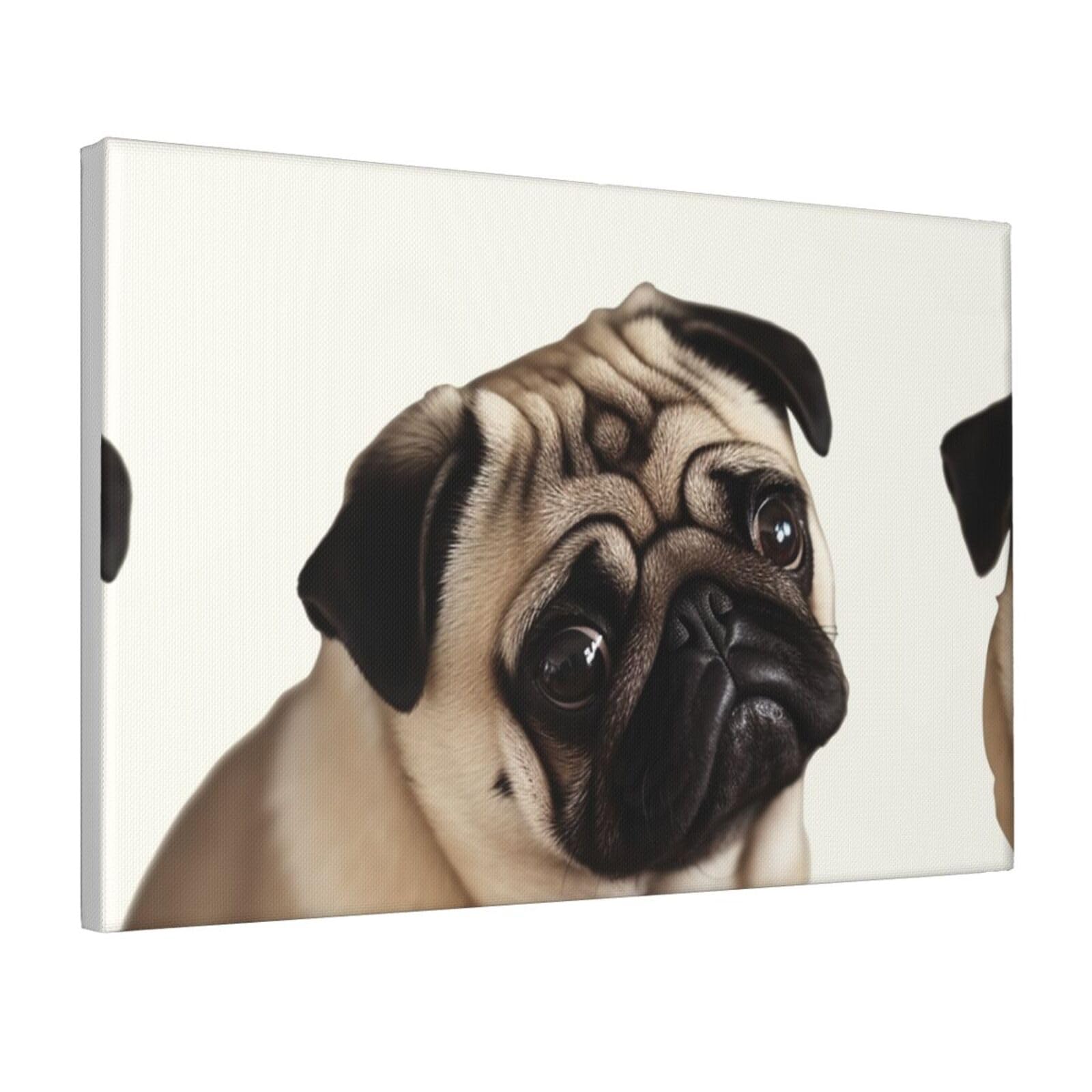 Framed Wall Art for Living Room Art Work, Pug Dog Picture Prints Modern Office Wall Paintings Poster Aesthetic Wall Decorations for Home Decor Ready To Hang 12"x18"