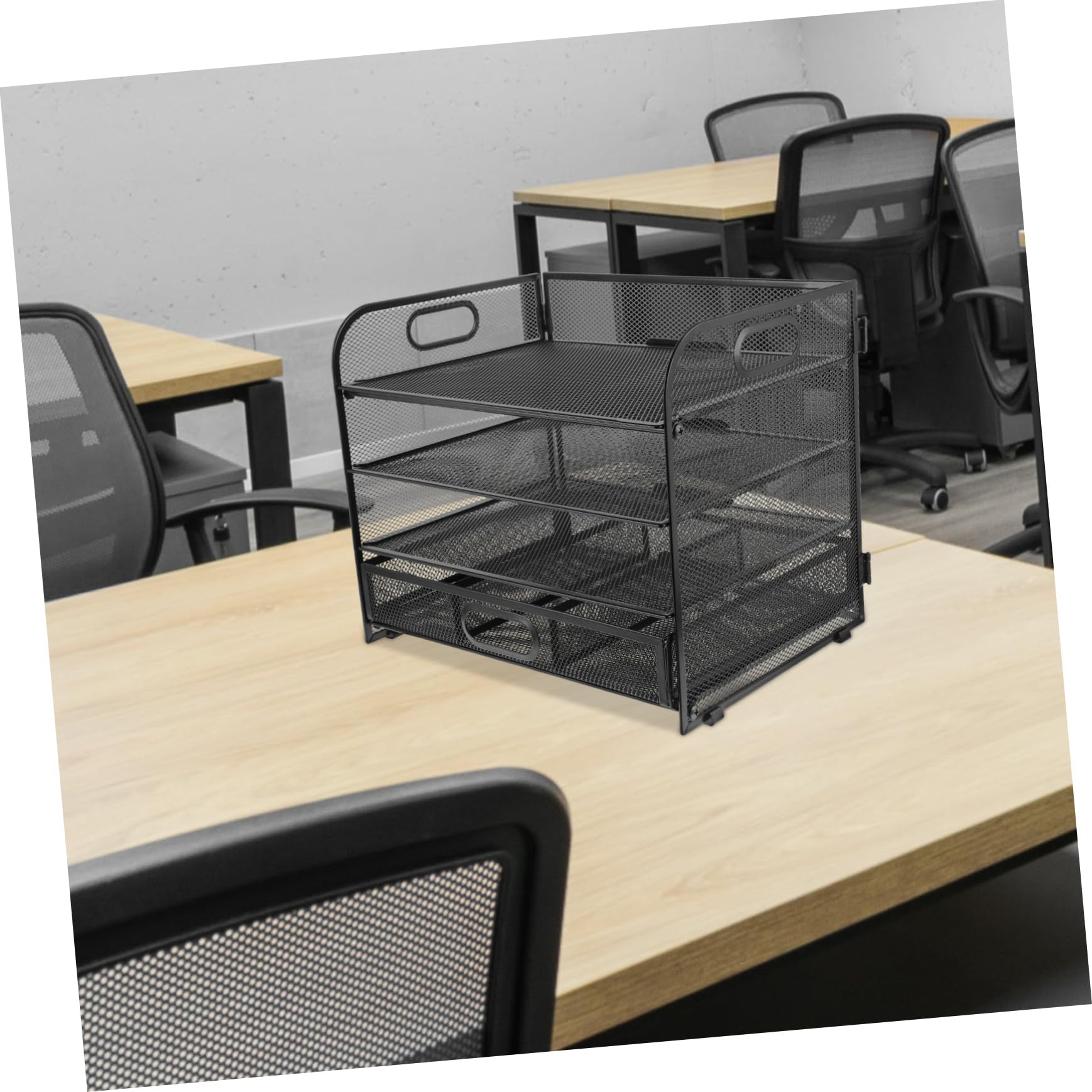 Organizador de Archivos de Escritorio Negro de Acero al Carbono