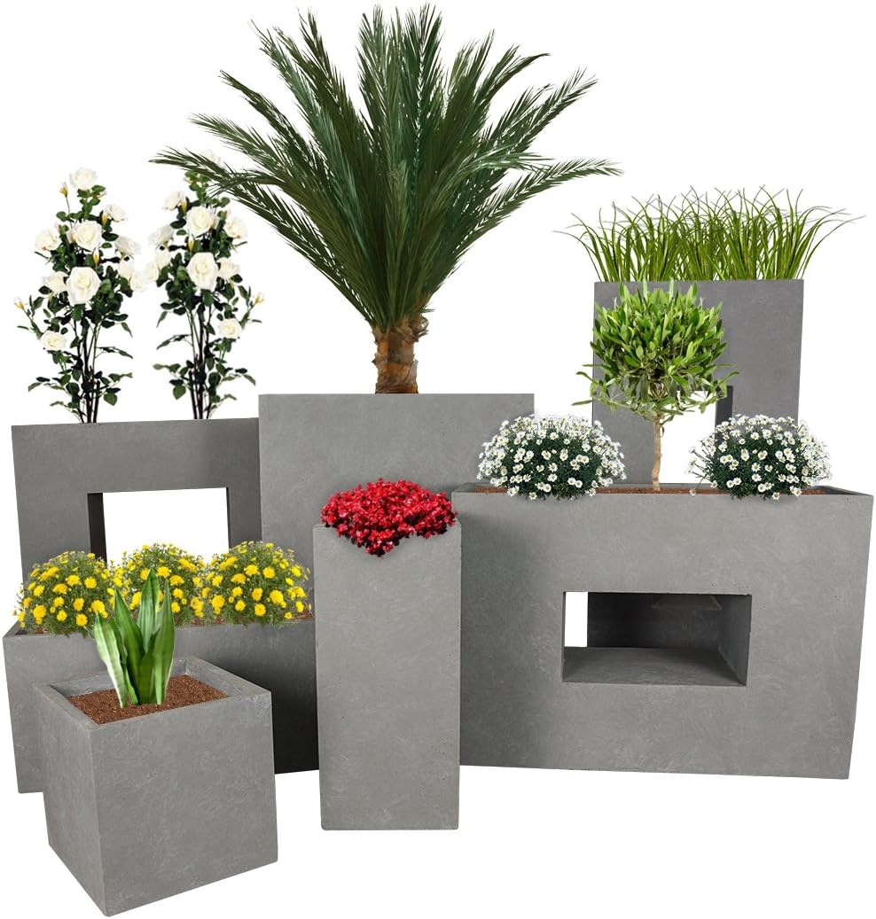 Produktbild von Pflanzwerk® Pflanzkübel Tower Groove Anthrazit 50x23x23cm *Frostbeständiger Blumenkübel* *UV-Schutz* *Qualitätsware