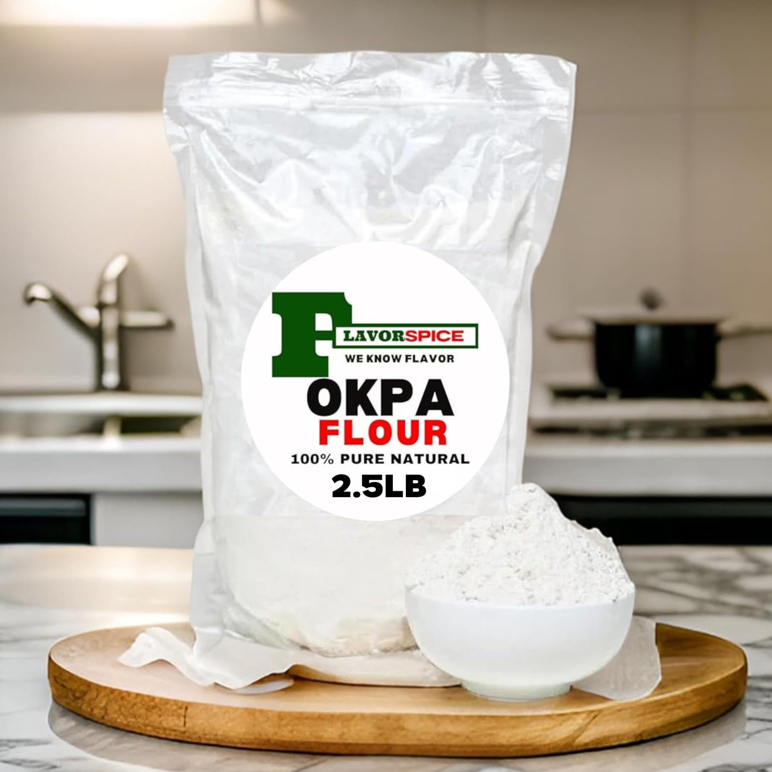 Okpa Flour 2.5LB | 100% Natural ground Okpa Nuts | Bambara nuts | Bambara bean | Congo goober | Earth pea | Hog peanut | Kwaruru | Epa roro | For preparing Opka cake | Time taken cleaned, Sand free, stone free, No Weevil, No dirt