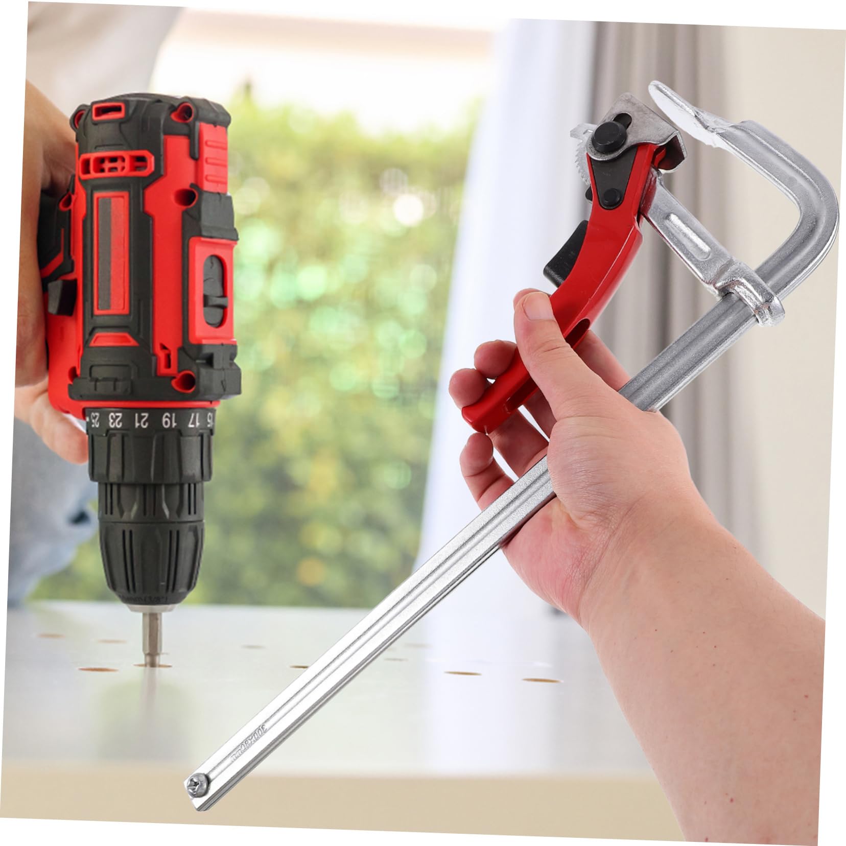 HOMSFOU Serrage-joint à Rail Robuste pour Menuiserie, Pince Fixe en Acier au Carbone, Résistante à L’usure, Bricolage et Travaux Légers Couleur Aléatoire