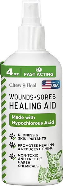 Hypochlorous Acid Spray for Dogs – 4oz Dog Wound Spray for Cuts, Burns, Sores, Abrasions, and More – Non Toxic and Chemical Free HOCI Wound Care – Made in The USA
