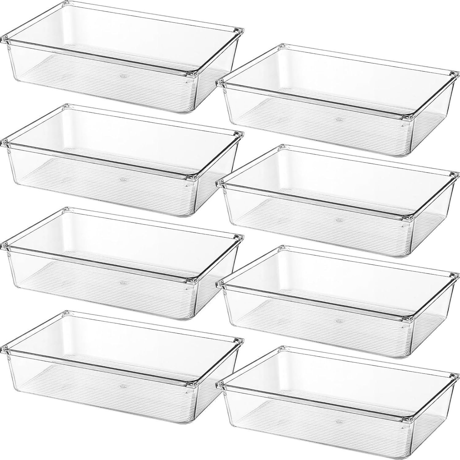 Unittype 8 Pcs Clear Plastic Drawer Organizer Tray Dresser