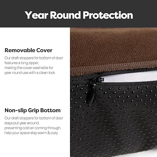 Miniatura 5 de Comfyanno Tope para debajo de la puerta para parte inferior de la puerta, tapones de aire frío de puerta con peso de 38 pulgadas, bloqueador de