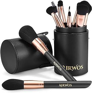 AirWos® 14 Pcs Professional Makeup Brush Set with Case - Synthetic Foundation, Powder, Eyeshadow, Concealer Brushes with Pearl Flash Handles