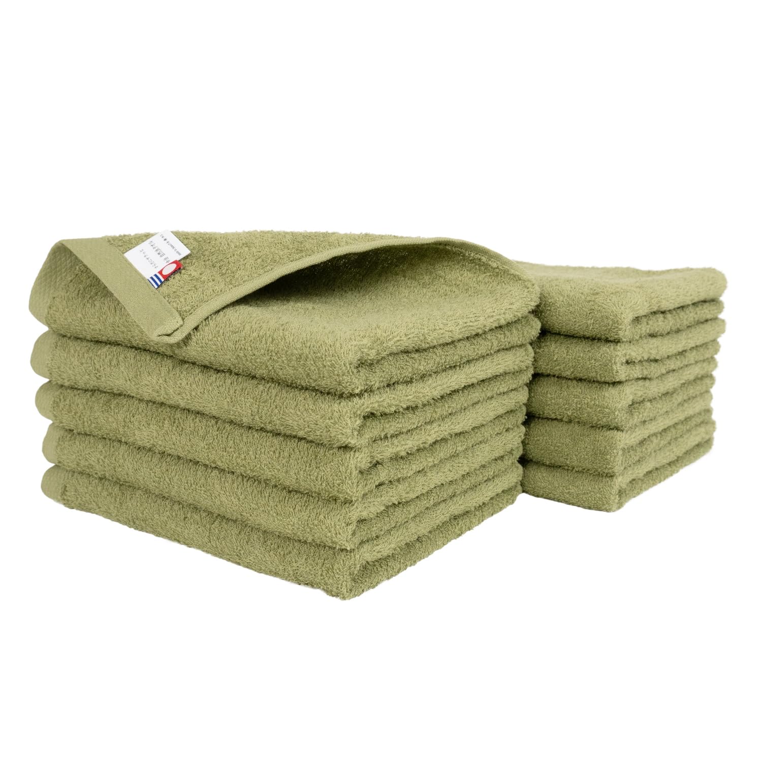 Oruta Imabari Towels, Face Towels, Set of 10, Thin, Quick Drying, No Bulk, 200 Momme, Made in Japan, Natural, Sports, Hand Wash, Bath, 100% Cotton, Khaki : Home & Kitchen