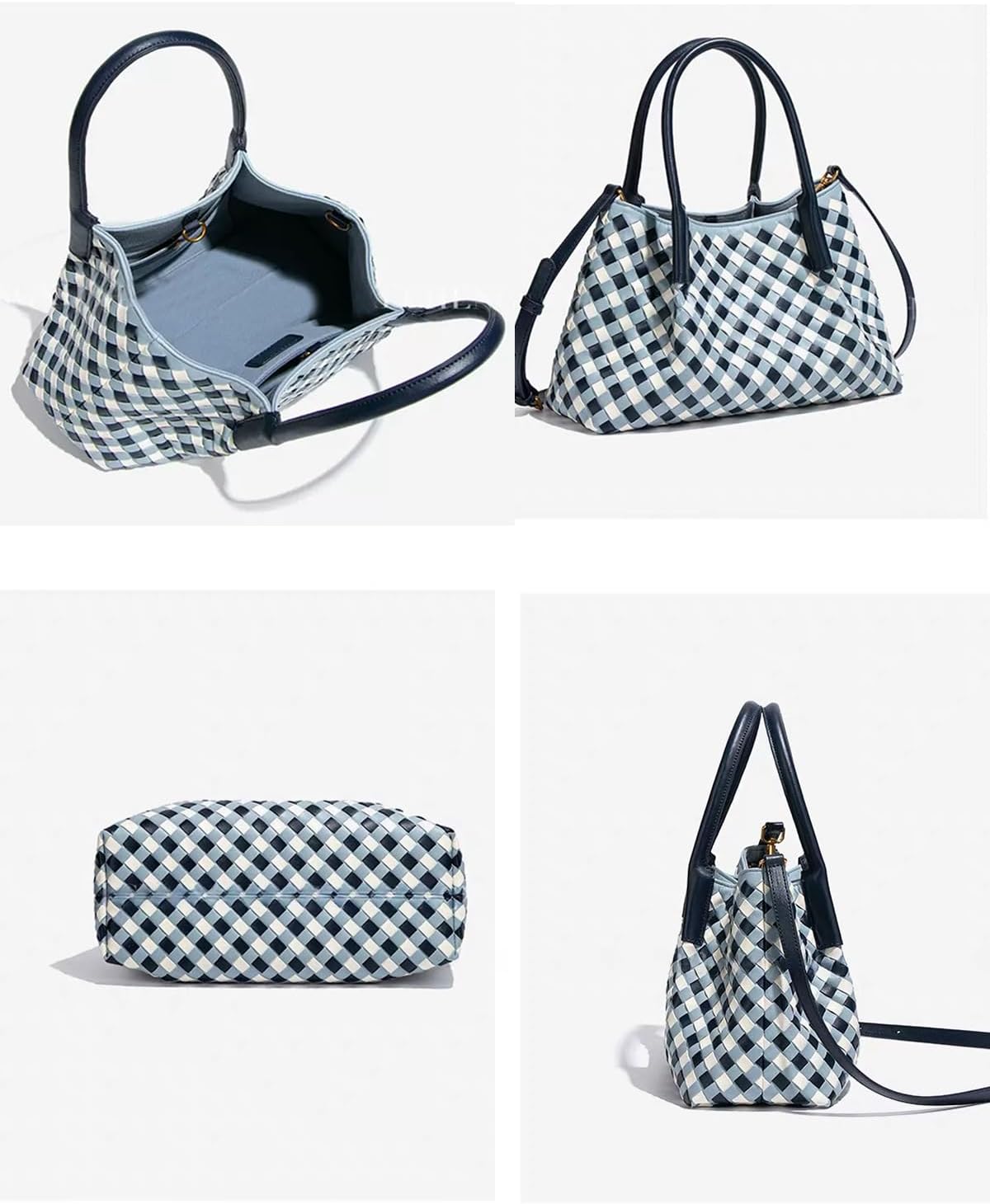 Small Woven Leather Handbag Cute LeatherTop-Handle Shoulder Bag for women Woven Crossbody Bag - Image 5