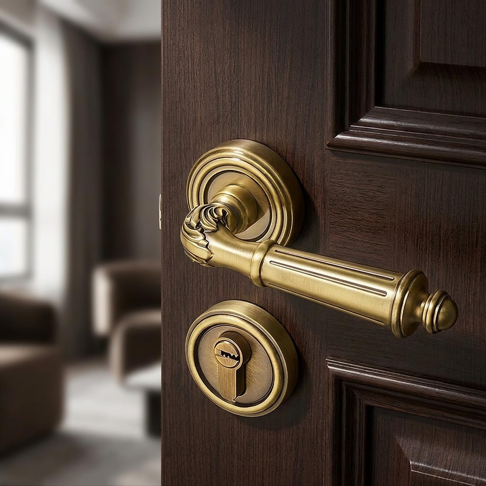 Milageto Maniglia con Piastra | Stile Francese, Maniglia per Porte Interne, brillante, Bagno