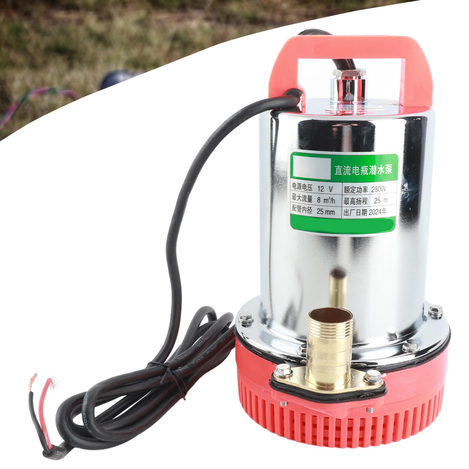 Eujgoov Pompa Sommergibile DC 12V, Pompa per Irrigazione per Pozzi Profondi con Motore in Rame, Potenza 280W per Inverdimento del Giardino e Drenaggio Domestico