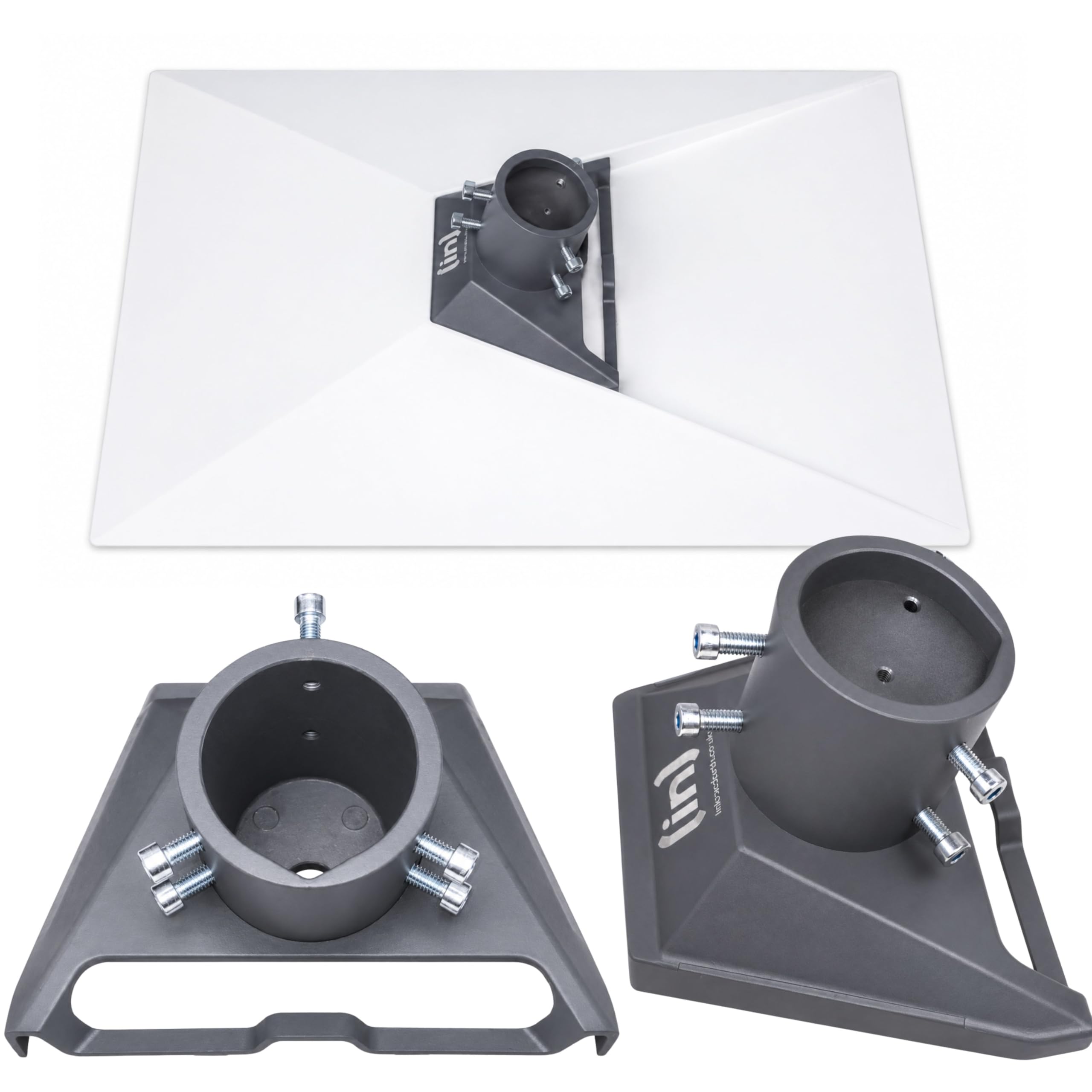 Inbrackets Adaptateur de mât Gen 3 robuste pour parabole Starlink Generation 3 - Convient aux poteaux jusqu'à 5,1 cm - Gris anthracite - Compatible avec les modèles standard Gen 3/4/4X