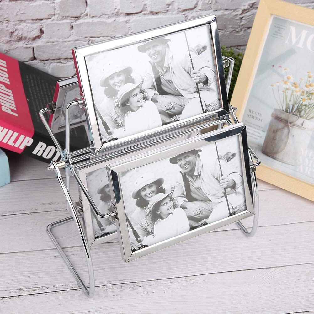 Atyhao Table de bureau cadre photo rotatif Placement horizontal Studio de photographie cadre photo en métal rotatif pour Photo 6x4in