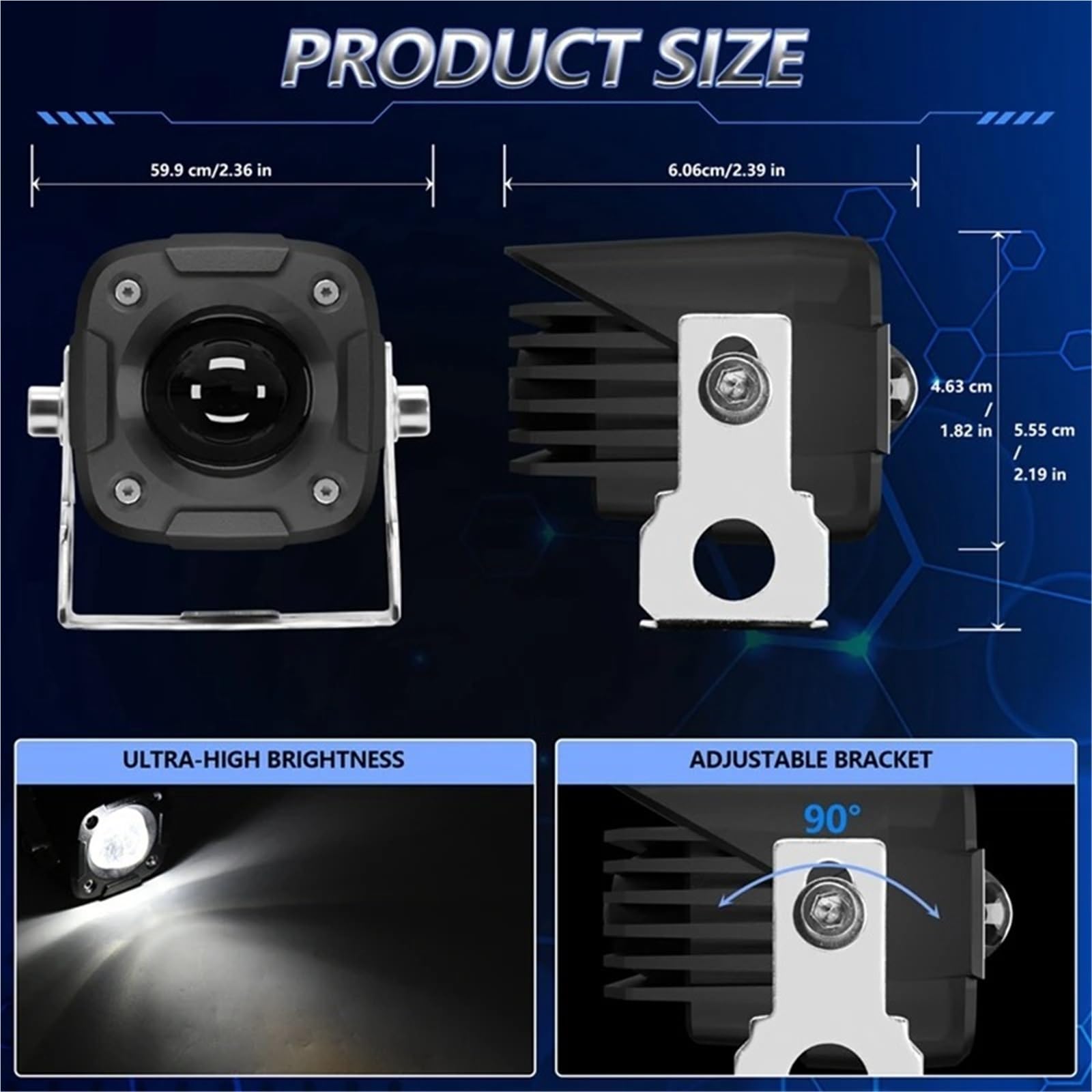faro moto Foco para motocicleta, luz LED antiniebla auxiliar, luz blanca + ámbar, 60000LM, para coche, camión, SUV, UTV, Tractor, barco