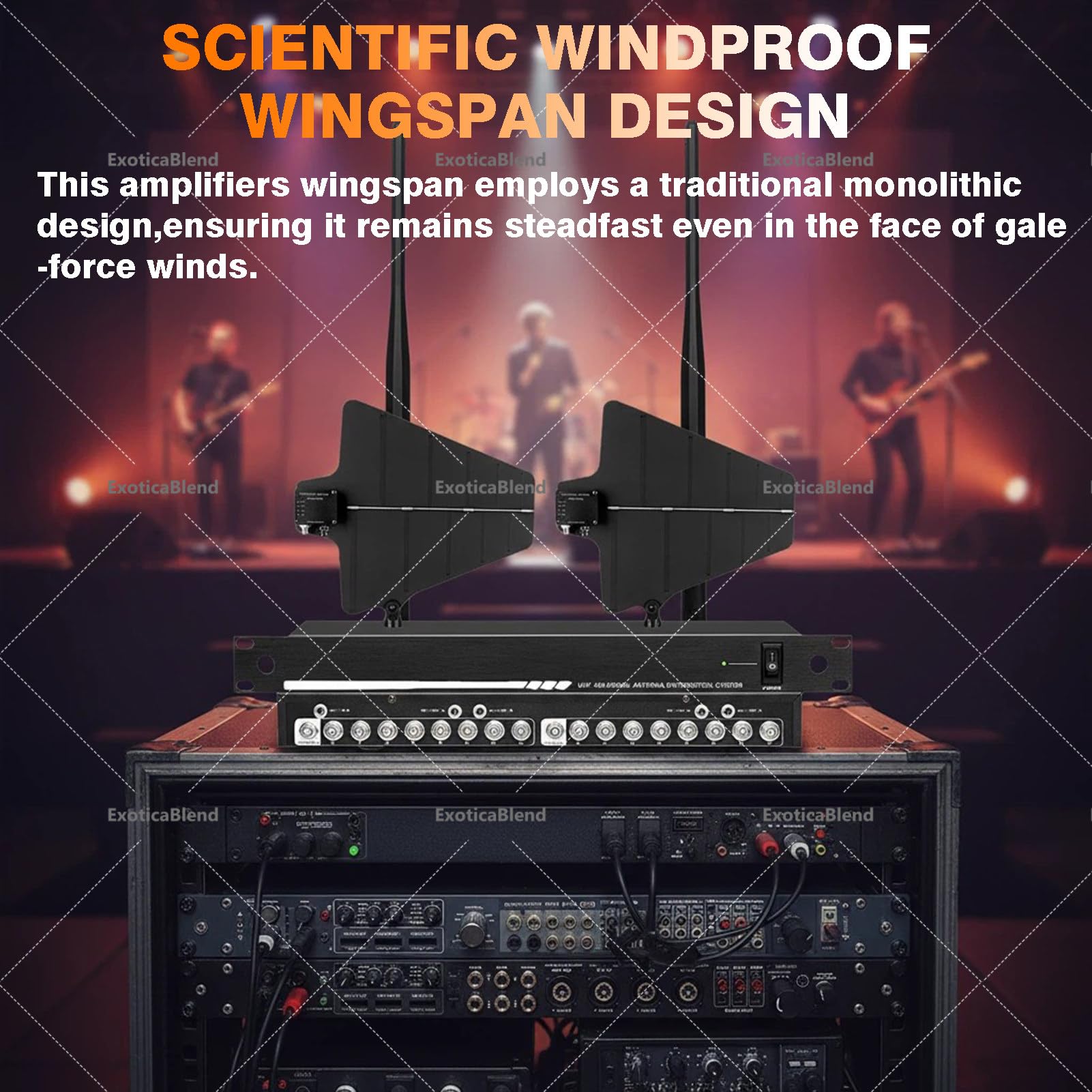 Sistema di distribuzione antenna direzionale per microfoni wireless, copertura 500 m per palchi ed eventi live