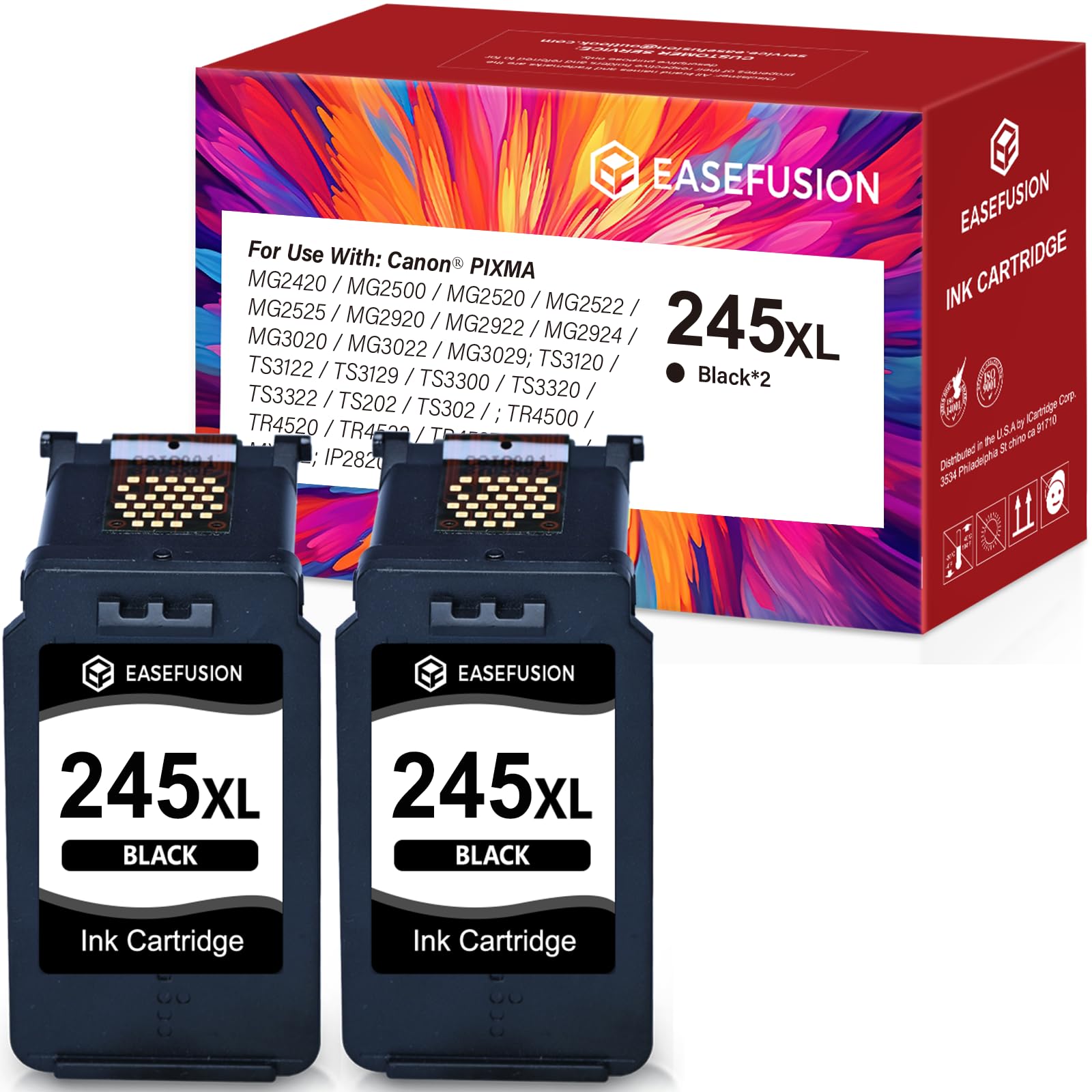 Cartucho De Tinta 245XL Para Canon 245XL Cartuchos De Tinta Negra 243 245XL PG-245 PG-245XL Para Canon Pixma TR4520 MG2525 TR4520 TS3122 MG2522 TR4522 MG2520 TS302 TS33200 MX4992 MXMXMX490 (2 Negro