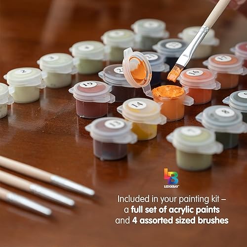 Miniatura 3 de Ledgebay Kit de pintura por números para adultos: kit de pintura numérica de principiante a avanzado, los kits incluyen - Cosmos del jardín, 12 x 16