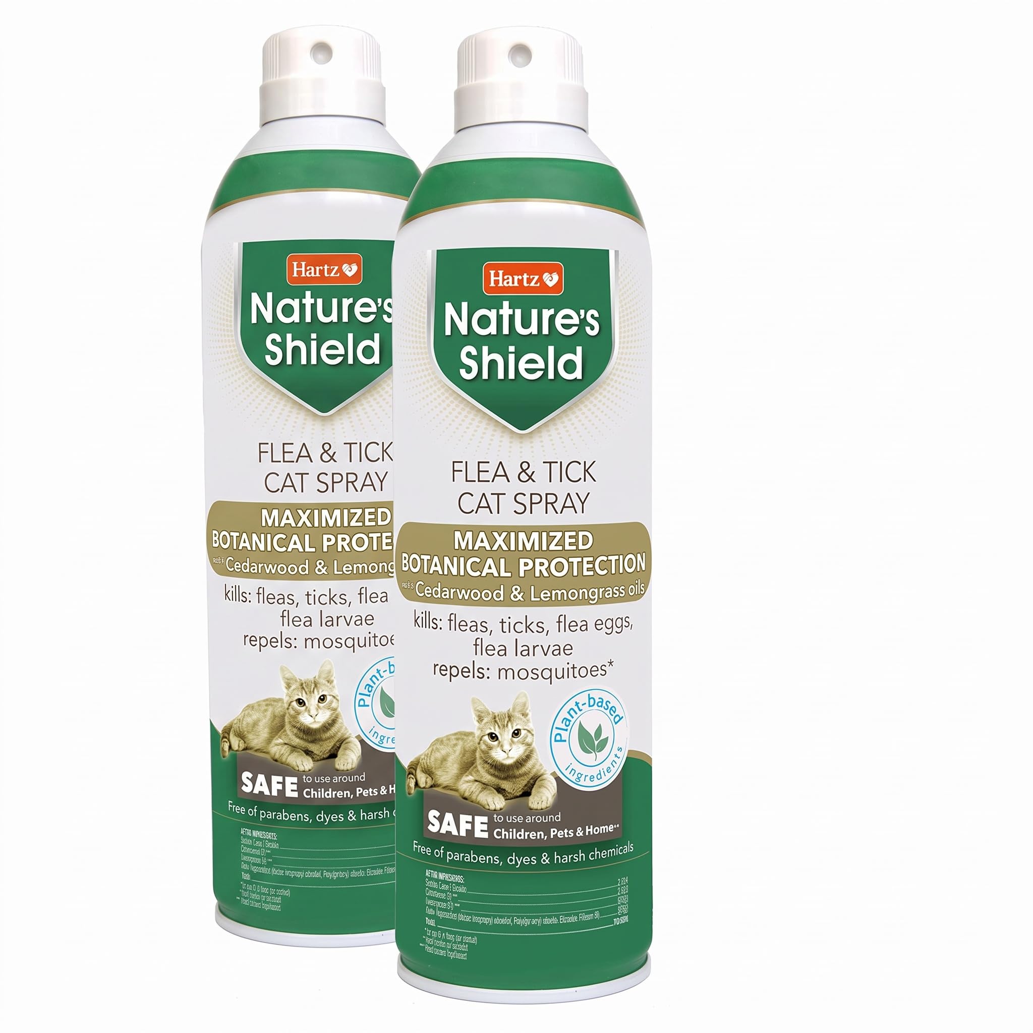 Hartz Nature’s Shield Flea &amp; Tick Spray Treatment for Cats with Cedarwood and Lemongrass Oil, 14 Ounces (Pack of 2)