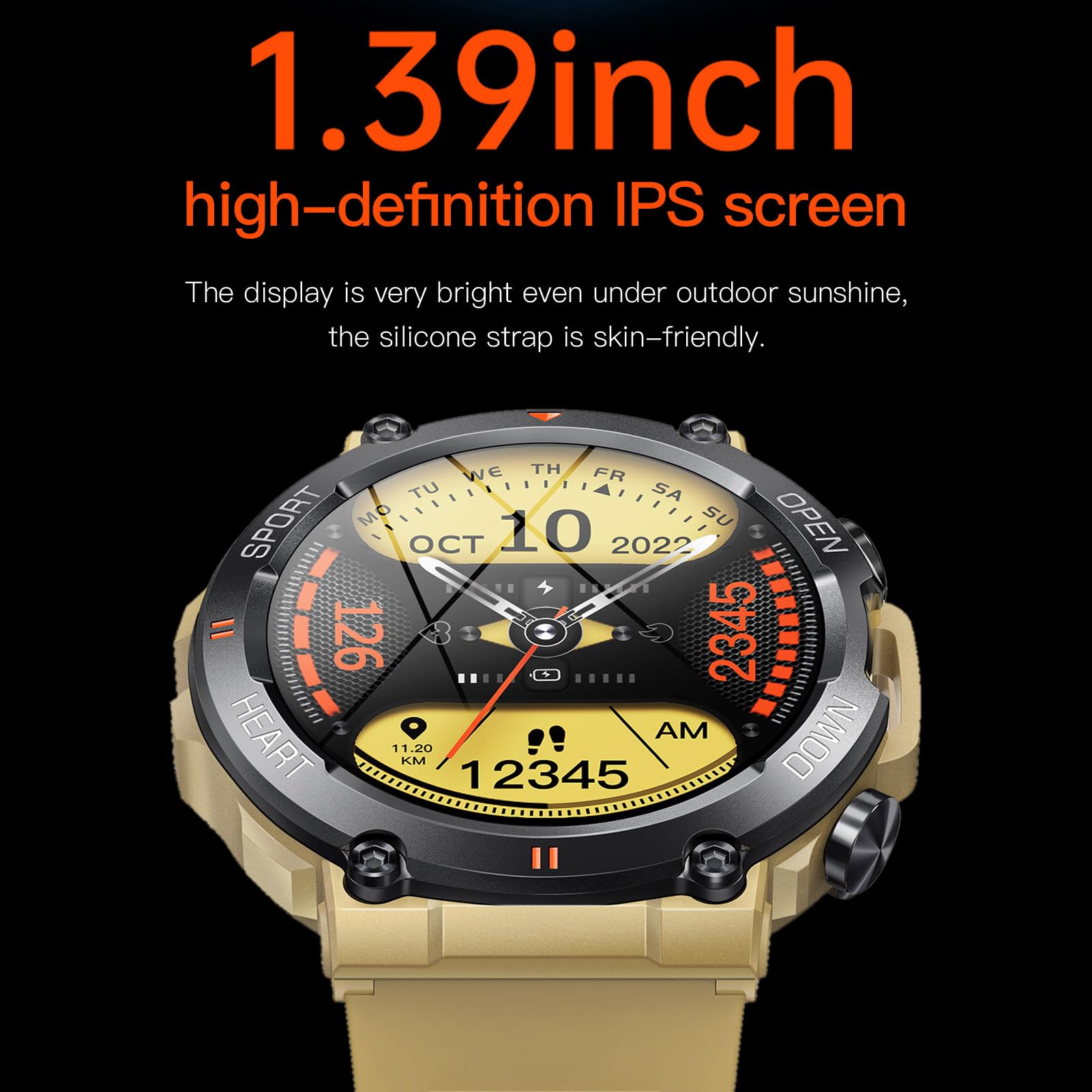 Inteligentny Zegarek, K56 Pro 1,39 Cala Kolorowy Ekran HD Bluetooth Powiadomienia o Połączeniach i SMS-ach Zegarki, Wodoodporny Smartwatch Fitness Tracker Zegarek z 24-godzinnym