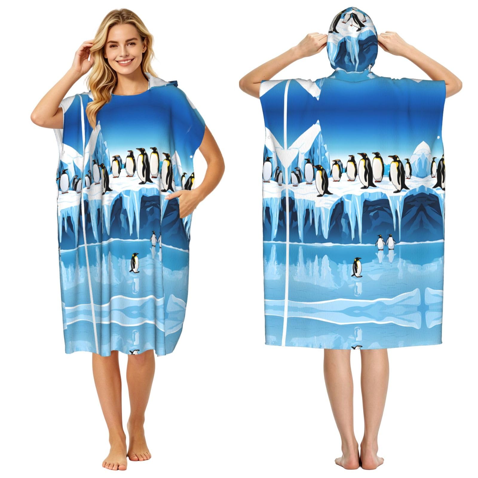 Poncho à capuche en microfibre adulte pour homme femme surf bain