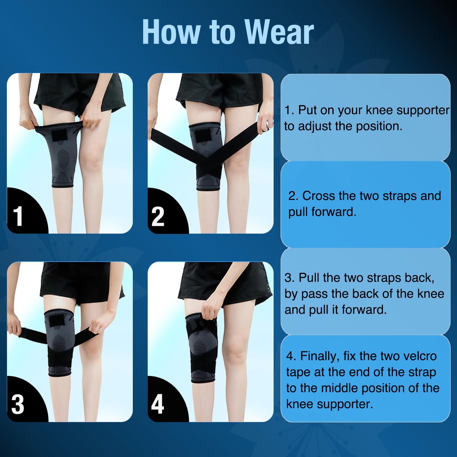 Genouillère Réglable (1 Paire) Genou Bandage Sport de Compression Élastique Mixte, Genouillère de Maintien Respirant et Antidérapant pour Basketball, Course, Gymnase K51 L