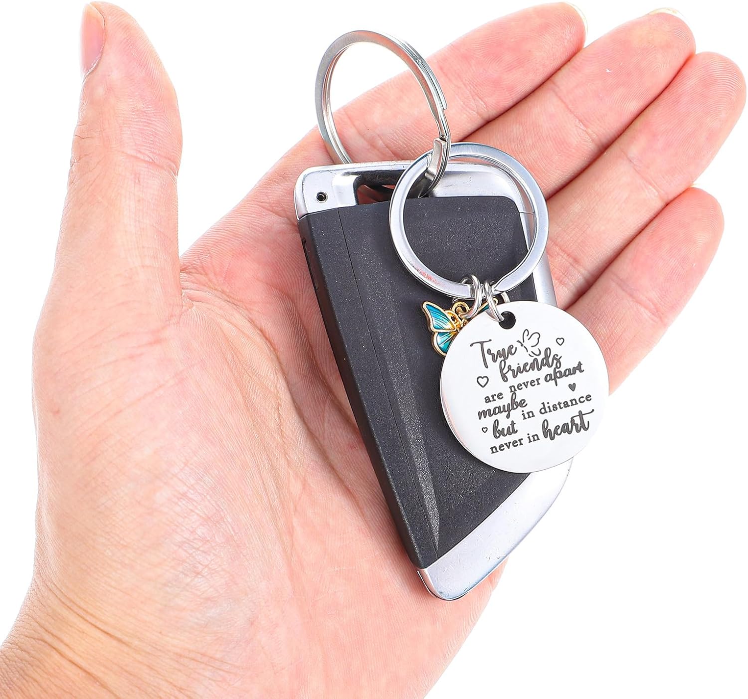 5 Pcs Friendship Keychain, Zinc Alloy 1.18 Inch Round Friends keychains for Women, Bestie Keychain Gift for Long Distance, Birthday, Graduation, Coworker Leaving, Christmas Gift Silver - Image 5