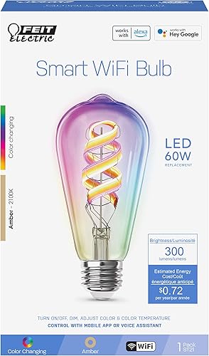 Miniatura 3 de Feit Electric Bombillas Smart Edison WiFi, RGBW multicolor, 2.4 GHz, no requiere concentrador, control de aplicación, regulable, bombilla