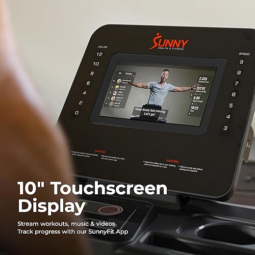 Miniatura 2 de Sunny Health & Fitness Smart Heavy-Duty Auto Incline Treadmill with 20" Running Deck and Free SunnyFit App Connection
