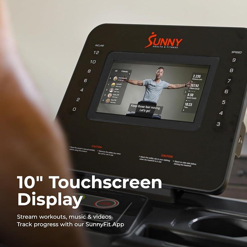 Sunny Health & Fitness Wi-Fi Treadmill 10" Touchscreen & 12% Auto Incline image 2
