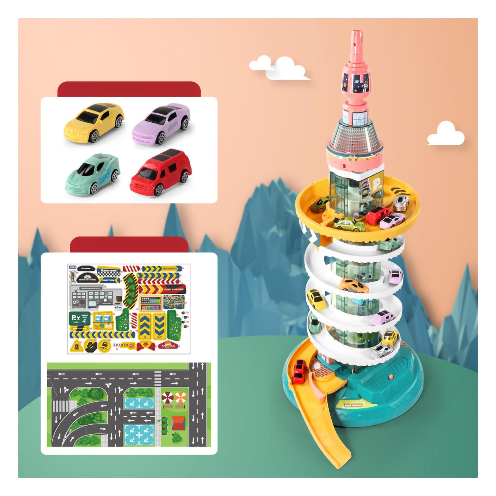 Coche de Juguete con Pista Eléctrica, Set de Juego Interactivo para Niños