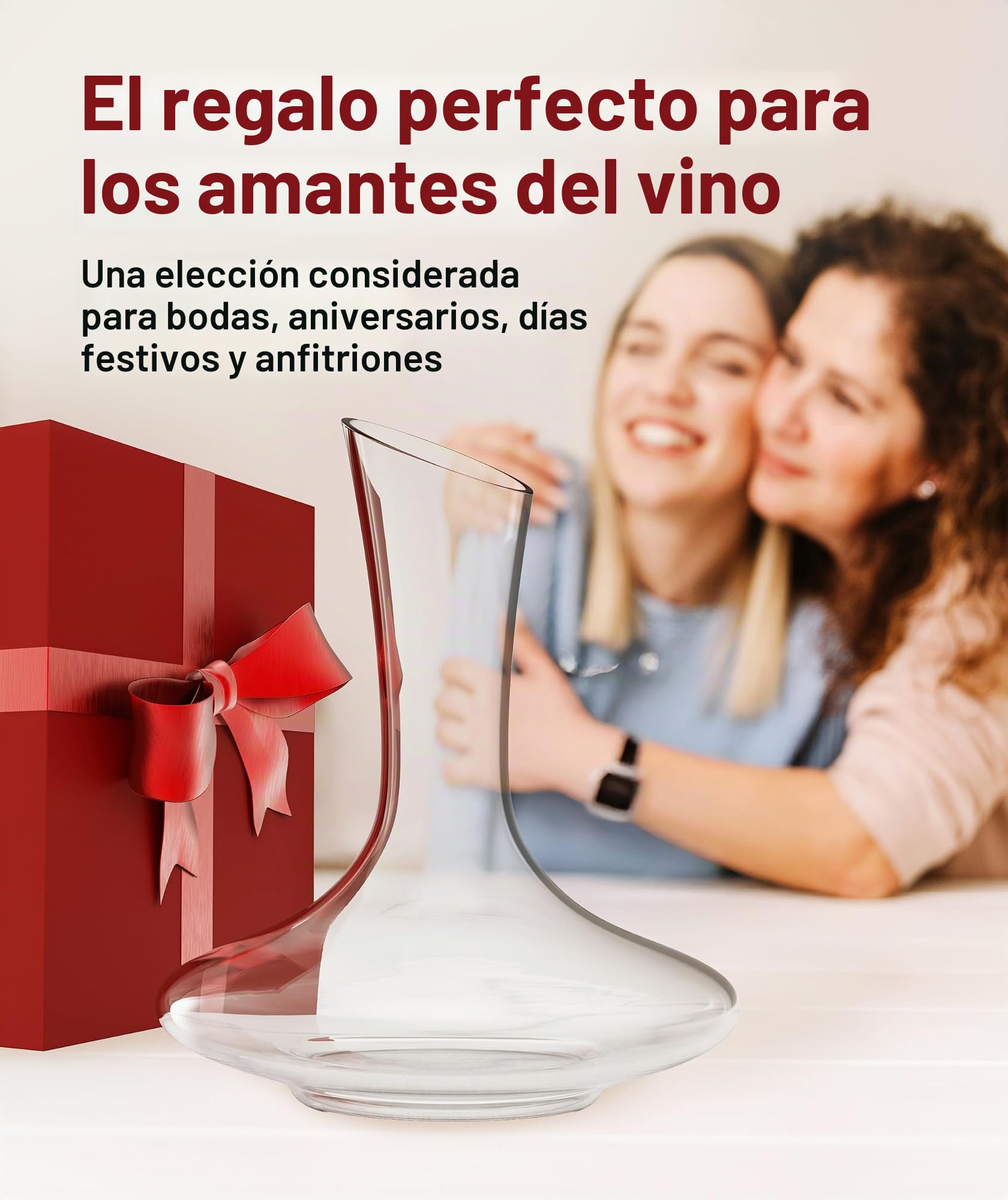 Le Chateau Decantador de vino - Jarra de cristal soplado a mano sin plomo para vino - Gran capacidad (750ml) - Respirador y aireador de vino tinto - Juego de jarra para vino - Regalos y accesorios