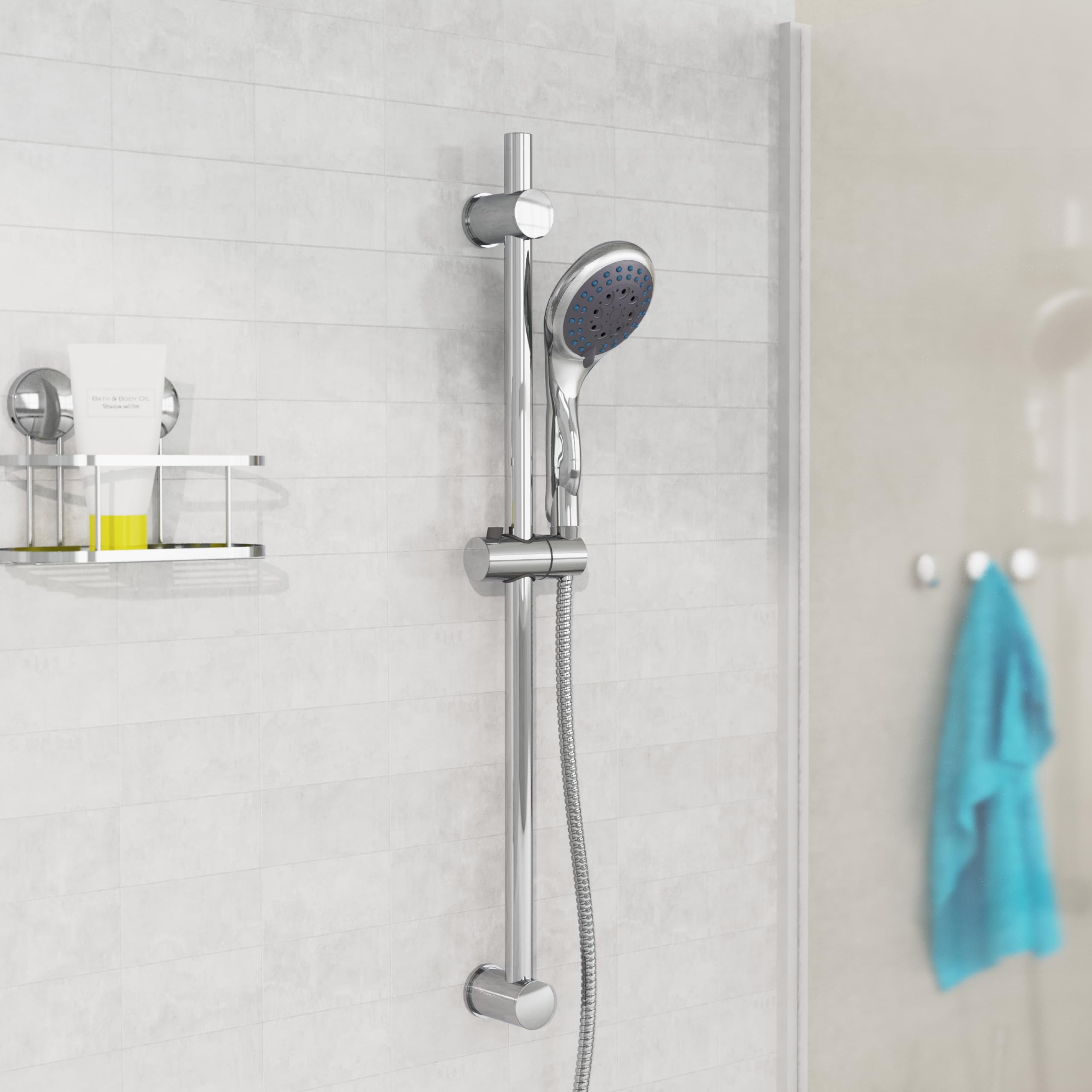 EISL WELLY DX6051CSB - Doccetta con tubo e supporto, inclusa guarnizione per risparmio d'acqua, soffione doccia con tubo, cromato