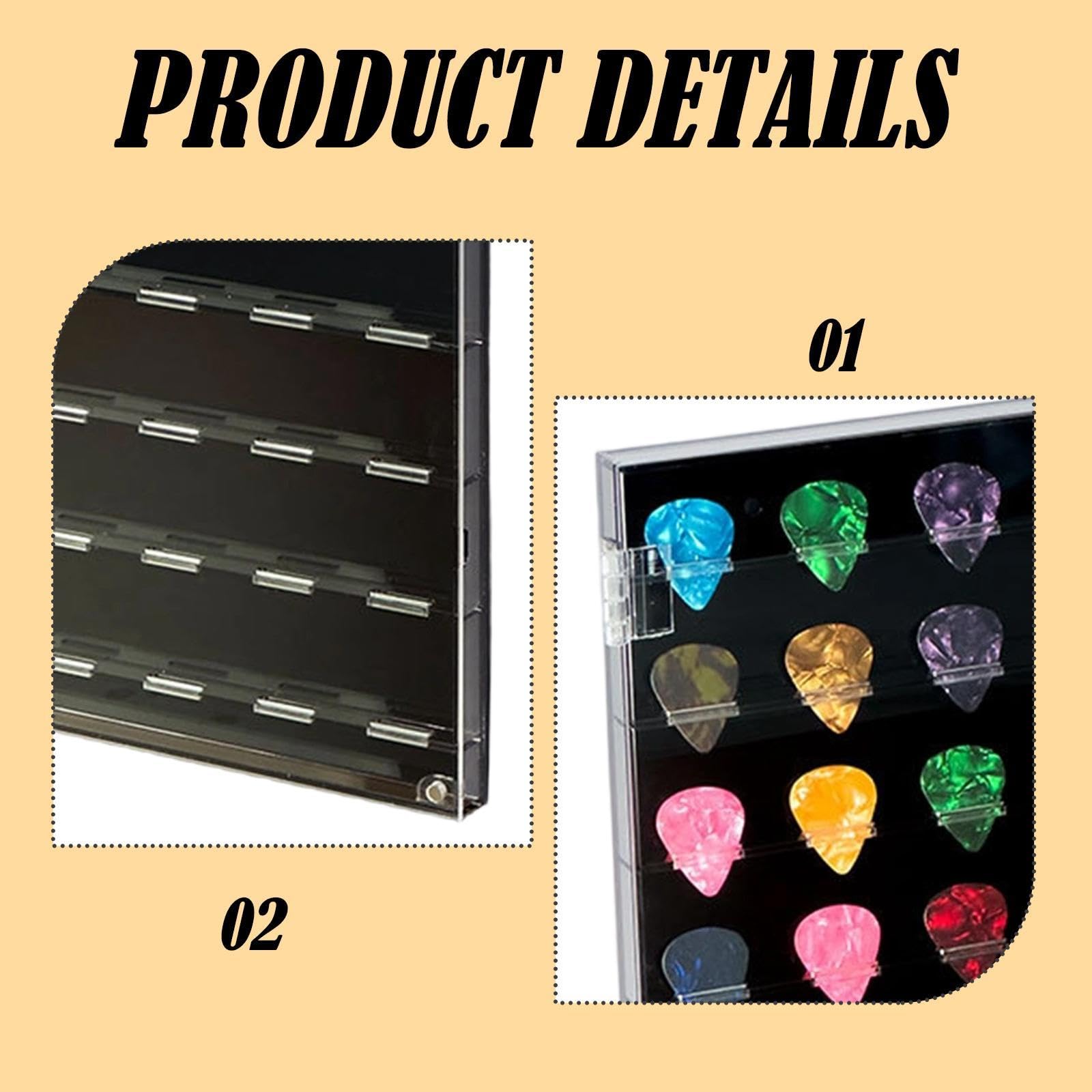 Milageto Caja Acrílica para Púas de Guitarra con Gran Capacidad Estuche de Almacenamiento Transparente Organizador de Accesorios Musicales Adecuada para Colecc, 32.5 X 21.5 X 2.2 Cm