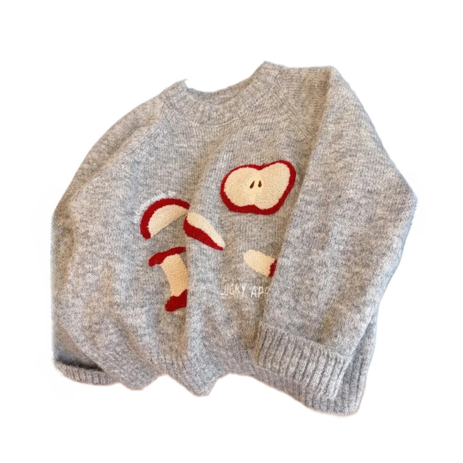 Cozy Sweaters for Women Whimsy Twee Funky Apple Graphic Knit Pullover Long Sleeve Cute Sweaters Fall Tops 2025