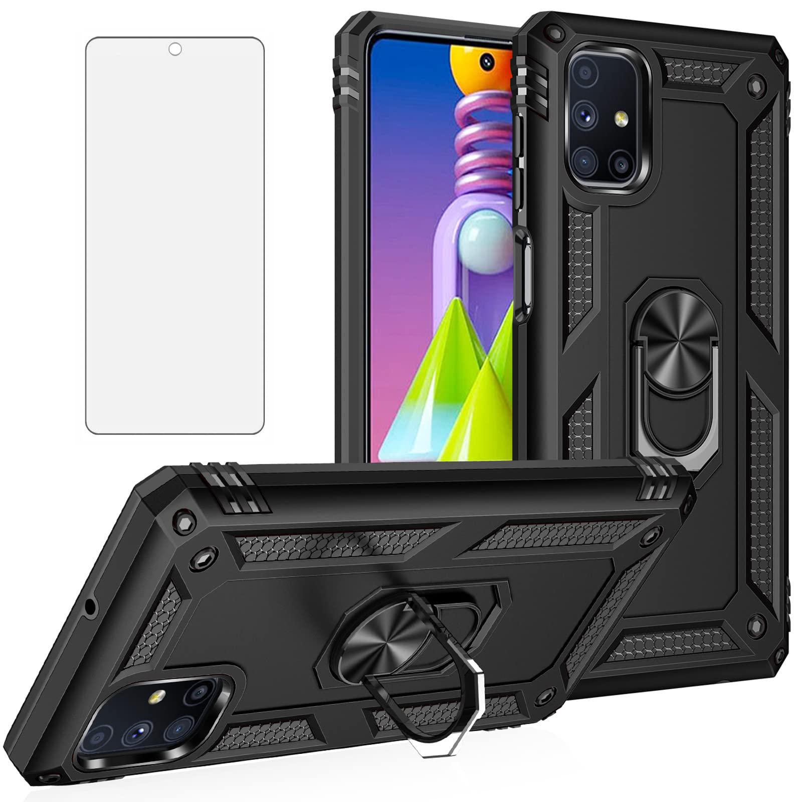 Asuwish Compatible With Samsung Galaxy M51 Case With Tempered