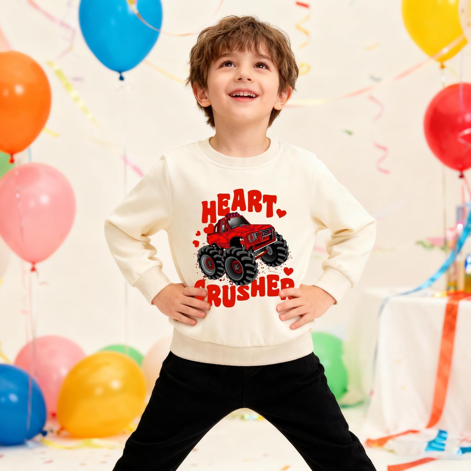 Toddler Kids Valentines Outfit Boys Girls Love Heart Sweatshirts Valentine Clothes Tops 2-7T - Image 2