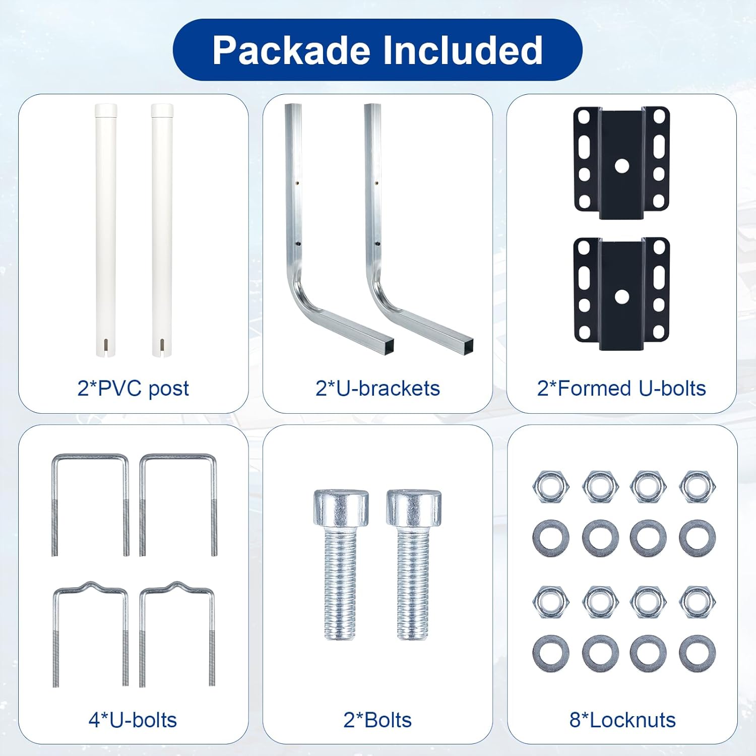Boat Trailer Guide-Ons Adjustable Electro-Galvanized Steel Trailer Guides Ons with PVC Pipes for Ski Boat, Fishing Boat, Sailboat, L Shaped