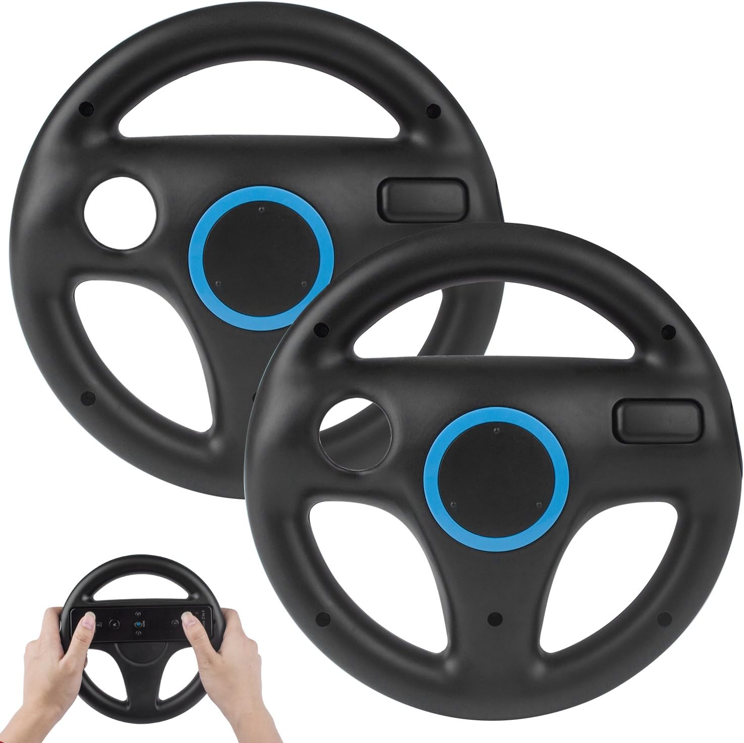2Pack Mario Kart Wii Racing Wheels, Beinhome Wii Steering Wheel for Nintendo Wii or Wii U Racing Games