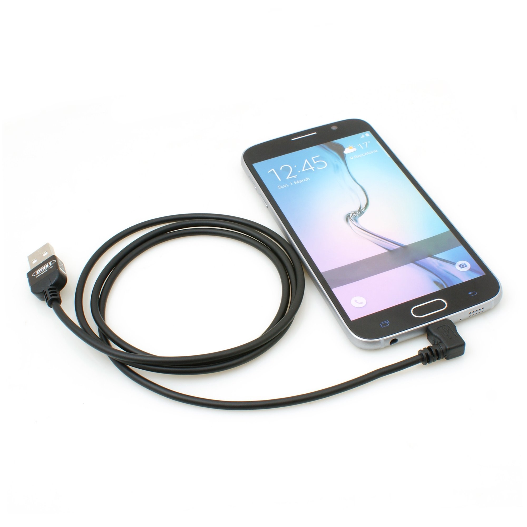 System-S Cavo Micro USB 2.0 Angolato 90° Sinistra – 20 Cm, Per Dati E Ricarica, Adattatore Salvaspazio