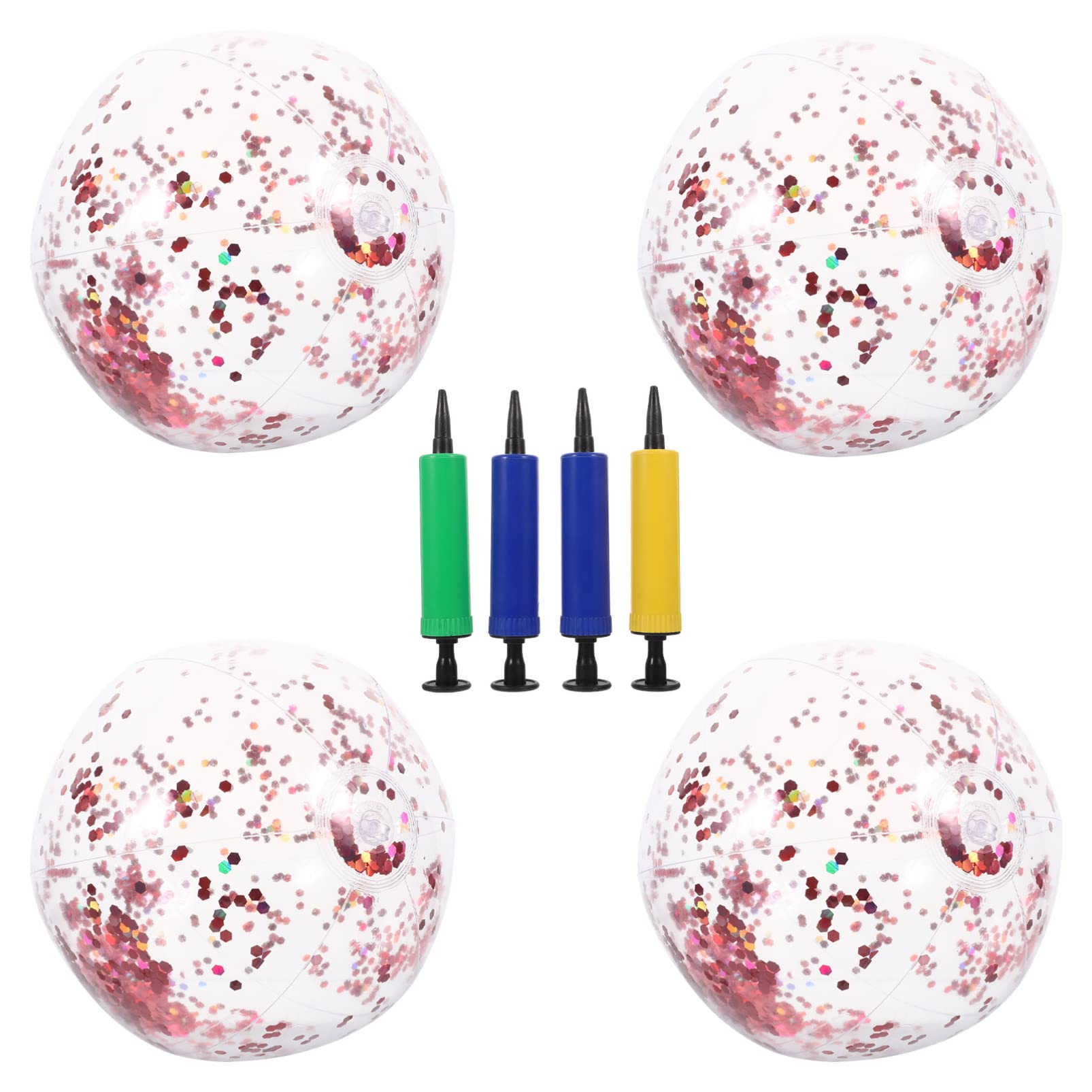 LIOOBO 4Pcs Glitter Confetti Inflatable Beach Ball Summer Party Decorations and Fun for Adults for Pool and Beach Activities