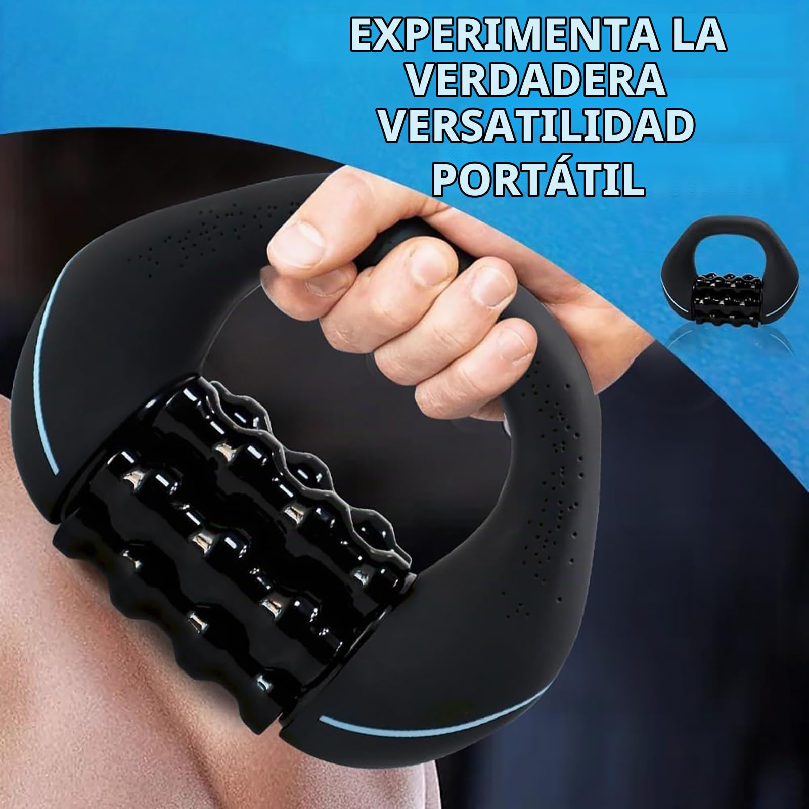 Masajeador de Rodillos Eléctrico Portátil, Rodillo de Masaje Eléctrico con Mango, Masajeador EléCtrico de Mano con Rodillos, 3 Niveles de Intensidad para Espalda, Cuello y Piernas
