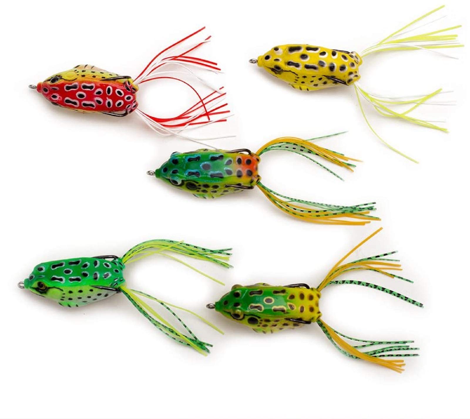 5pcs Topwater Soft Plastic Swimbait Lures Frog Baits Crankbaits for Bass Snakehead Freshwater Fishing (Frog) by Aomeiter