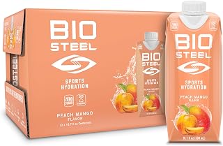 BioSteel Sports Drink, Great Tasting Hydration with 5 Essential Electrolytes, Peach Mango Flavor, 16.7 Fluid Ounces, 12-Pack