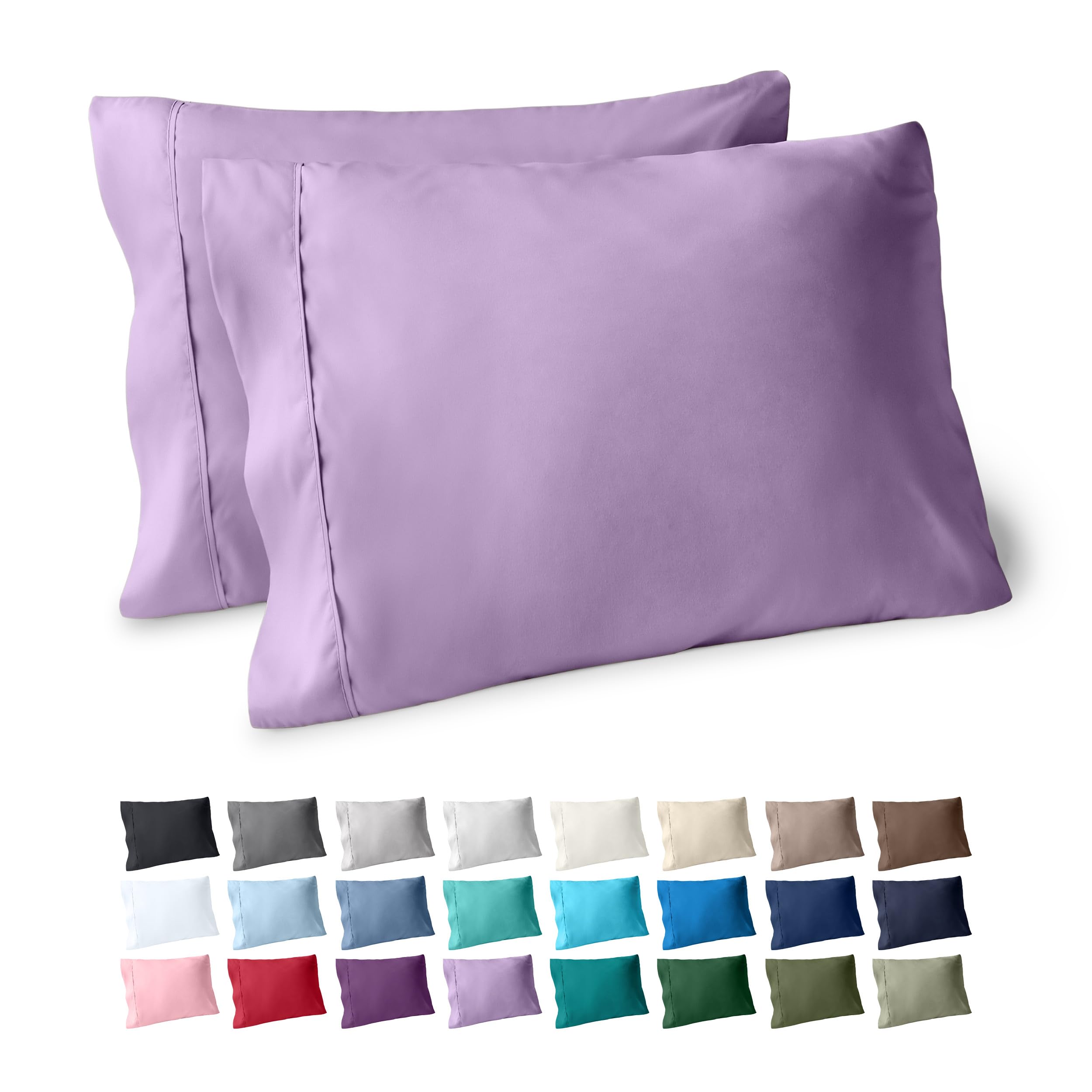 Bare Home Microfiber Pillow Cases - Standard/Queen Size Set of 2 - Cooling Pillowcases - Double Brushed - Lavender Pillowcases 2 Pack - Easy Care (Standard Pillowcase Set of 2, Lavender) — image 1