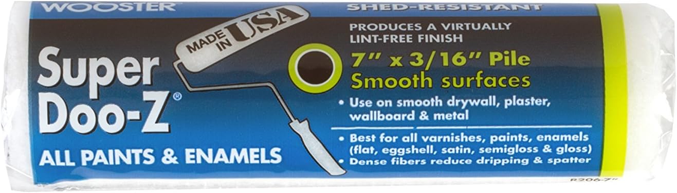 Wooster Brush R206-7 Super Doo-Z Roller Cover 3/16-Inch Nap, 7-Inch, 7 Inch, White