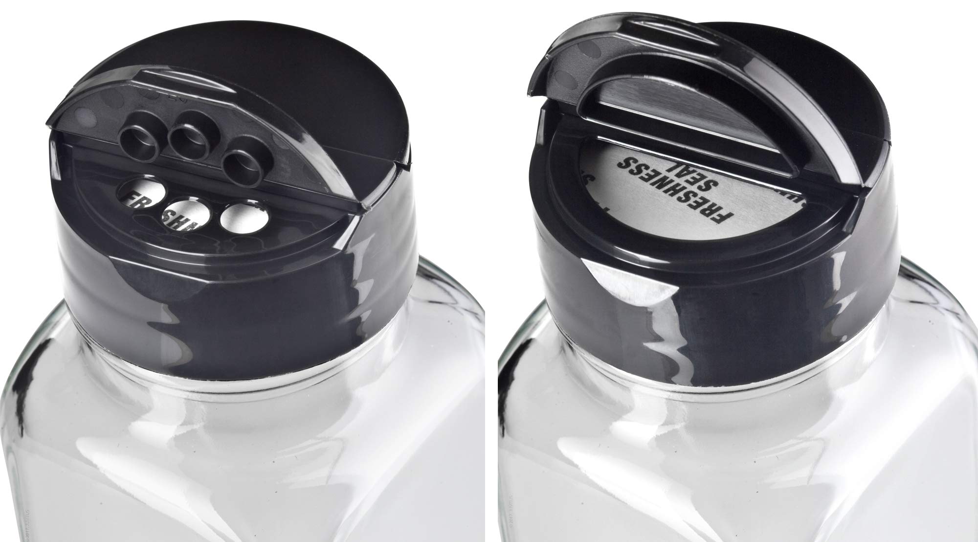 4 oz / 120 ml Clear Glass Square Spice Jar with Black Sifter (12 pack