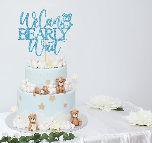 Miniatura 3 de We Can Bearly Wait - Decoración para pasteles, oso de peluche, decoración de baby shower para niños, tema de oso de bebé, baby shower, revelación de