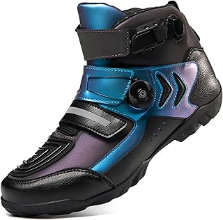 Lfzhjzc Botas de Moto, decoloración por la Noche, Botas de Moto de Cross, Transpirables, Botas de Moto de Calle reforzadas para Hombres, Regalos de Motorista para Hombres (Color : Blue, Size : 42 EU)